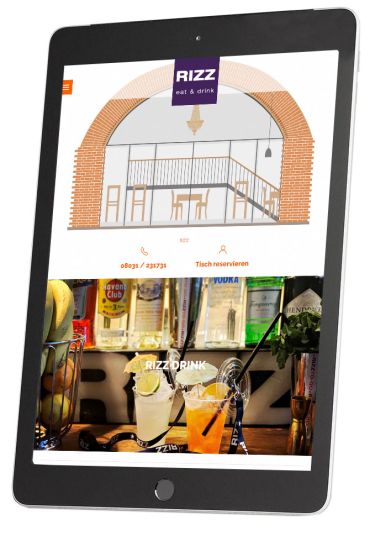 Resonsive Webseite mit Tisch-Reservierung für Rizz eat & drink