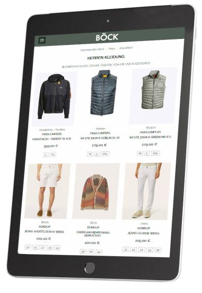 Böck Herrenmoden Tablet