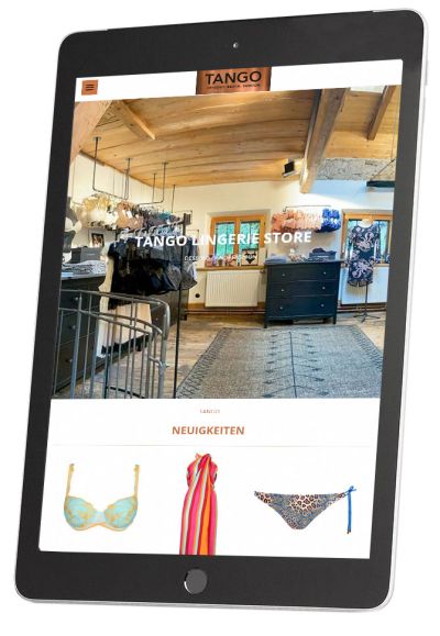 Resonsive Webseite für Tango Lingerie Store