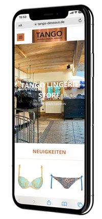 Tango Lingerie Store Webseite Smartphone