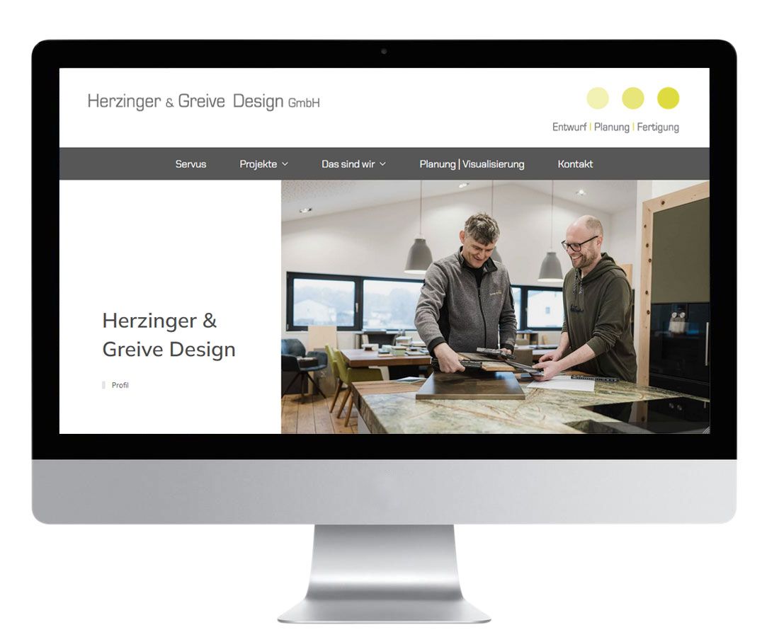 Gestaltung Internetseite für Herzinger & Greive Design Schreinerei