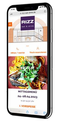 Rizz eat & drink Gastronomie Webseite Smartphone