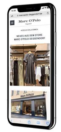 Smartphone Ansicht Marc O'Polo Store Deggendorf