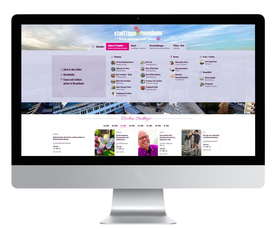 Gestaltung Webseite für Stadttipps Rosenheim